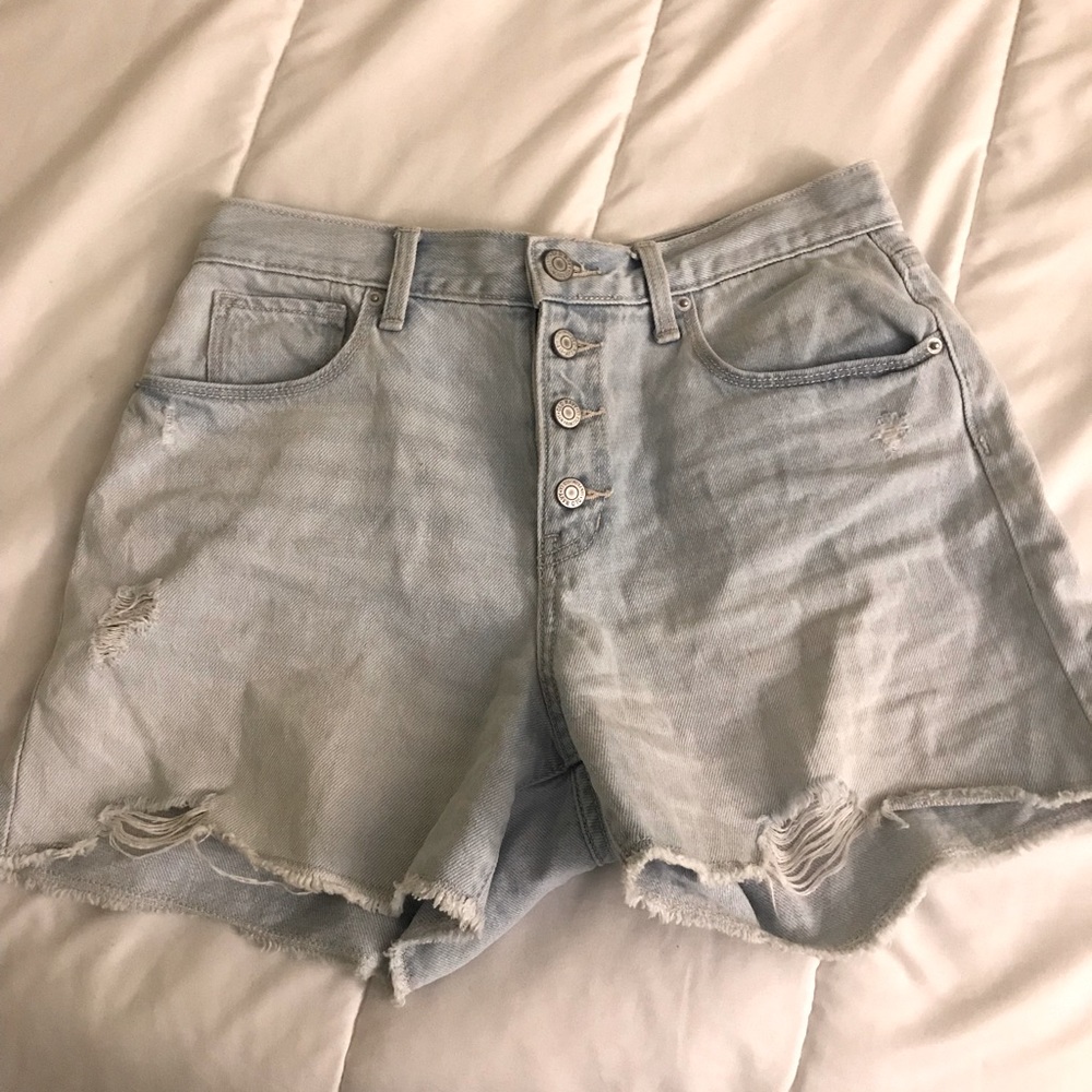 Light wash high rise YOUTH jean shorts